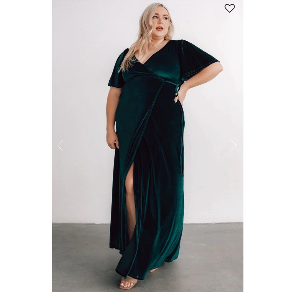 Baltic Born Meghan Velvet Wrap Maxi Emerald Dress Size Large
